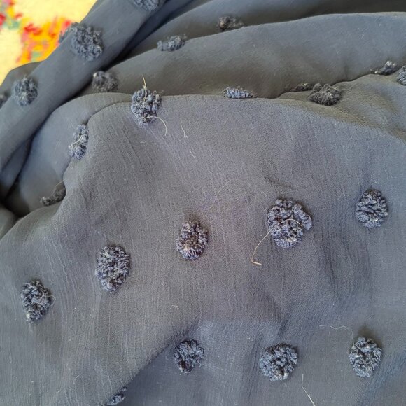 Blue Short-Sleeve Button-Down Textured Chiffon Blouse โ Size US M - Picture 2 of 3